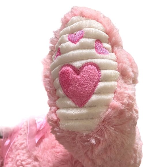 Valentine Pink Teddy Bear Plush 14" Smiling Hearts Love Gauzy Bow Girl Gift - Picture 8 of 10
